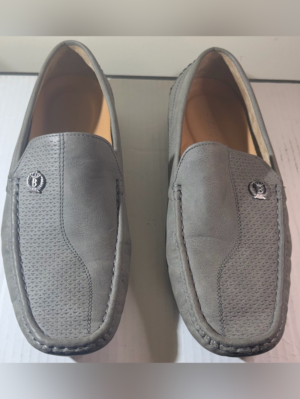 Men's Grey Suede Slip-On Loafers by Bruno Marc